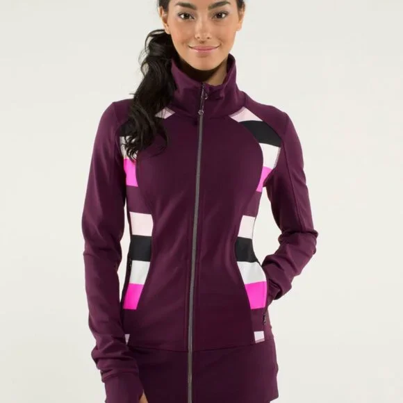 Lululemon Nice Asana - Jacket Plum / Pow Stripe Raspberry Glo Light - Picture 1 of 5